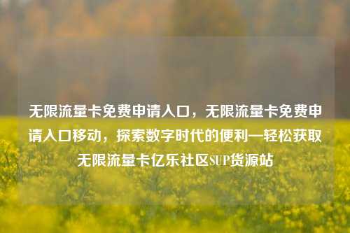 无限流量卡免费申请入口，无限流量卡免费申请入口移动	，探索数字时代的便利—轻松获取无限流量卡亿乐社区SUP货源站  第1张