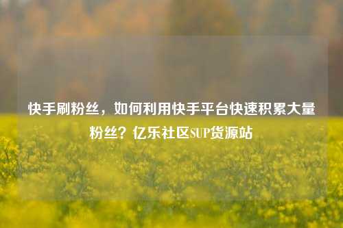 快手刷粉丝，如何利用快手平台快速积累大量粉丝？亿乐社区SUP货源站  第1张