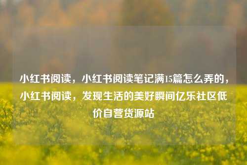小红书阅读，小红书阅读笔记满15篇怎么弄的，小红书阅读，发现生活的美好瞬间亿乐社区低价自营货源站  第1张
